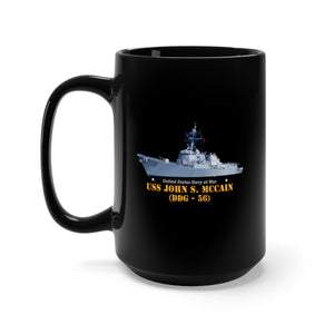 Black Mug 15oz - Navy - Destroyer - USS John S McCain -  Ship on Top Txt