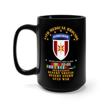 Load image into Gallery viewer, Black Mug 15oz - Army - 44th Medical Brigade - Desert Shield - Storm w DS Svc
