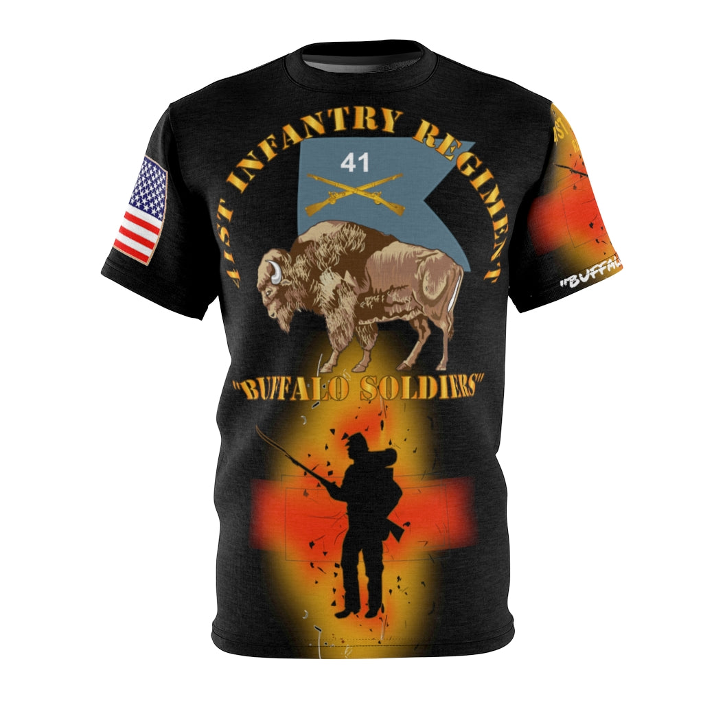 All Over Printing - Army - 41st Infantry Regiment Buffalo Soldiers with Regimental Colors, Civil War Soldier Fighting