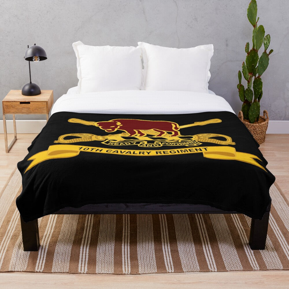 Army - 10th Cavalry Regiment w Br - Ribbon Throw Blanket