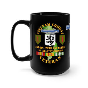 Black Mug 15oz - Army - Vietnam Combat Veteran - 2nd Battalion, 28th Infantry 1st Infantry Division