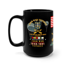 Load image into Gallery viewer, Black Coffee Mug 15oz - Army - SOF - Cold War Veteran - 12th Special Forces Group (Airborne) with Cold War Service Ribbons
