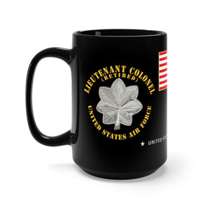 Black Mug 15oz - USAF - Lieutenant Colonel (Retired) - Cold War Veteran wit