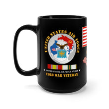 Load image into Gallery viewer, Black Mug 15oz - USAF - United States Air Force - Cold War Veteran with Cold War Service Ribbons
