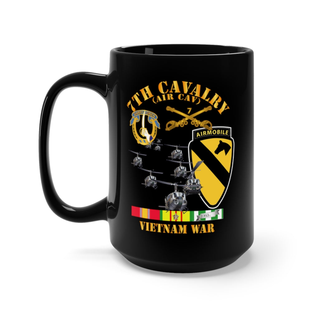 Black Mug 15oz - 7th Cavalry (Air Cav) - 1st Cav Division w SVC