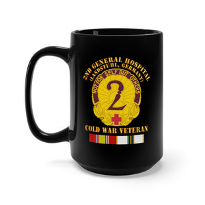 Black Mug 15oz - Army - 2nd General Hospital - Landstuhl FRG - w COLD SVC