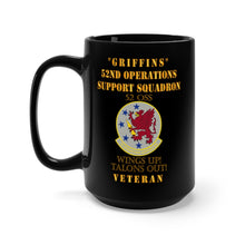 Load image into Gallery viewer, Black Mug 15oz - Army - USAF - 52nd Operations Support Squadron - Griffins - Wings Up Talons Out
