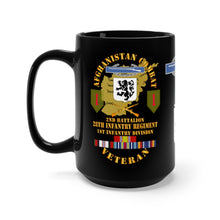 Load image into Gallery viewer, Black Coffee Mug 15oz - Army - Afghanistan War Veteran - 2nd Battalion, 28th Infantry Regiment, 1st Infantry Division with Combat Infantryman Badge

