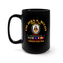 Load image into Gallery viewer, Black Mug 15oz - Navy - Destroyer - USS John S McCain - 2003 Gulf War w Ship Ribbons
