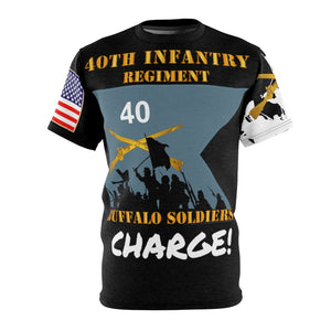 All Over Printing - Army - 40th Infantry Regiment on Guidon with Bayonet Charge - Buffalo Soldiers