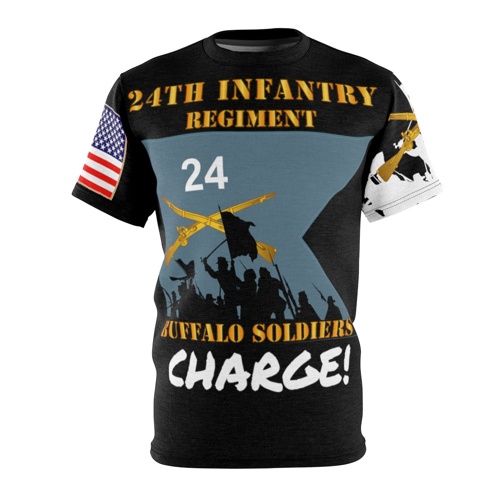 All Over Printing - Army - 24th Infantry Regiment on Guidon with Bayonet Charge - Buffalo Soldiers