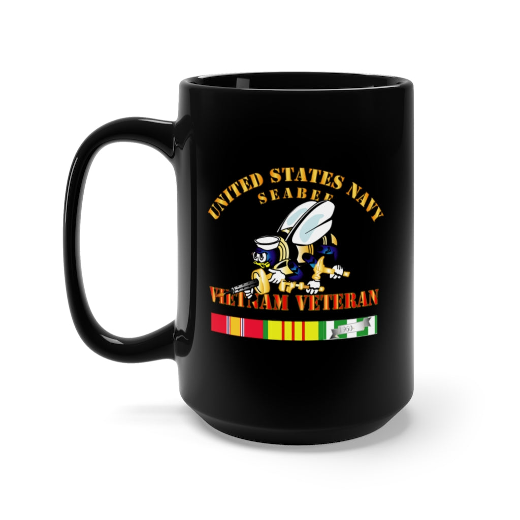 Black Mug 15oz - Navy - Seabee - Vietnam Veteran
