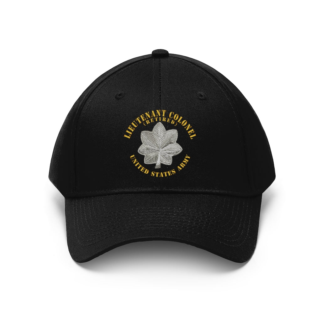 Twill Hat -  Army - Lieutenant Colonel - LTC - Retired - V1 - Embroidery