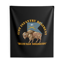 Load image into Gallery viewer, Indoor Wall Tapestries - Army - 41st Infantry Regiment - Buffalo Soldiers w 41st Inf Guidon X 300
