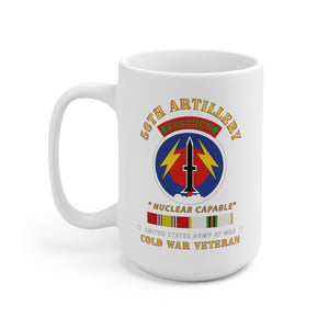 Ceramic Mug 15oz - Army - 56th Artillery - Pershing  - Nuclear Capable w  COLD Svc Medals