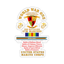 Load image into Gallery viewer, Kiss-Cut Stickers - USMC - WWI  - 3rd Bn, 5th Marines - w  WWI Ribbon - Streamer
