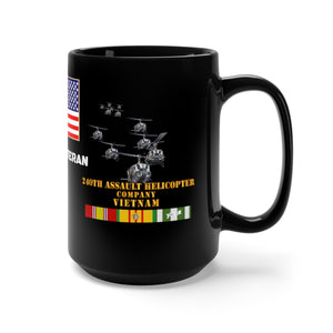 Black Mug 15oz - Army - 240th Assault Helicopter Company with Vietnam Service Ribbons