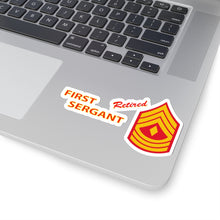 Load image into Gallery viewer, Kiss-Cut Stickers - USMC - E8 - First Sergeant (1SG) - Retired X 300
