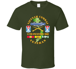 Army - Vietnam Combat, Veteran, 11th Infantry Brigade with Shoulder Sleeve Insignia T Shirt, Premium and Hoodie