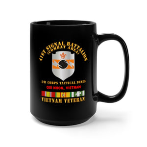 Black Mug 15oz - Army - 41st Signal Bn Combat Area VN Vet w SVC Ribbon - Qui NhonX 300