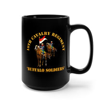 Load image into Gallery viewer, Black Mug 15oz - Army - 10th Cavalry Regiment w Cavalrymen - Buffalo Soldiers
