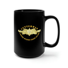 Load image into Gallery viewer, Black Mug 15oz - USCG - Cutterman Badge - Officer - Gold
