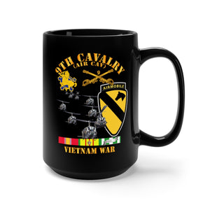 Black Mug 15oz - Army - 9th Cavalry (Air Cav) - 1st Cav Division w SVC