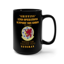 Load image into Gallery viewer, Black Mug 15oz - Army - USAF - 52nd Operations Support Squadron - Griffins - Wings Up Talons Out
