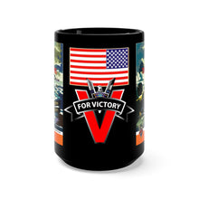 Load image into Gallery viewer, Black Mug 15oz - USMM - Teamwork Wins - You Build&#39;em, We Sail&#39;em
