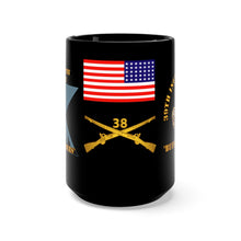 Load image into Gallery viewer, Black Mug 15oz - Army - 38th Infantry Regiment on Guidon with Bayonet Charge - Buffalo Soldiers
