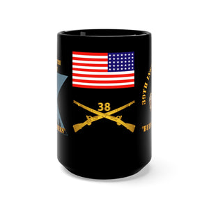 Black Mug 15oz - Army - 38th Infantry Regiment on Guidon with Bayonet Charge - Buffalo Soldiers