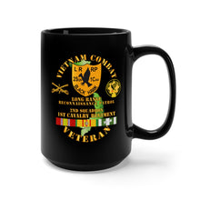 Load image into Gallery viewer, Black Mug 15oz - Army - Vietnam Combat Veteran - 2nd Squadron, 1st Cav Regt LRRP - Black Hawk w VN SVC
