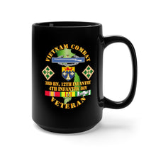 Load image into Gallery viewer, Black Mug 15oz - Army - Vietnam Combat Infantry Veteran w 3rd Bn 12th Inf - 4th ID SSI

