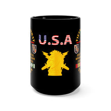 Load image into Gallery viewer, Black Mug 15oz - Army - Vietnam Combat Vet - 8th PSYOPS Bn - 5th Special Forces Group w VN SVC
