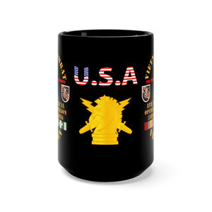 Black Mug 15oz - Army - Vietnam Combat Vet - 8th PSYOPS Bn - 5th Special Forces Group w VN SVC