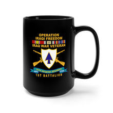 Load image into Gallery viewer, Black Mug 15oz - Army - 26th Infantry Regiment - DUI w Br - Ribbon - TOP - 1st Bn w Iraq Svc  X 300
