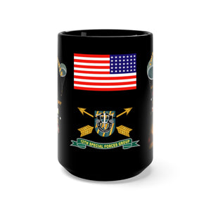 Black Coffee Mug 15oz - Army - SOF - Cold War Veteran - 12th Special Forces Group (Airborne) with Cold War Service Ribbons