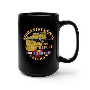 Black Mug 15oz - Army - Afghanistan War - Operation Allies Refuge - Veteran w AFGHAN SVC