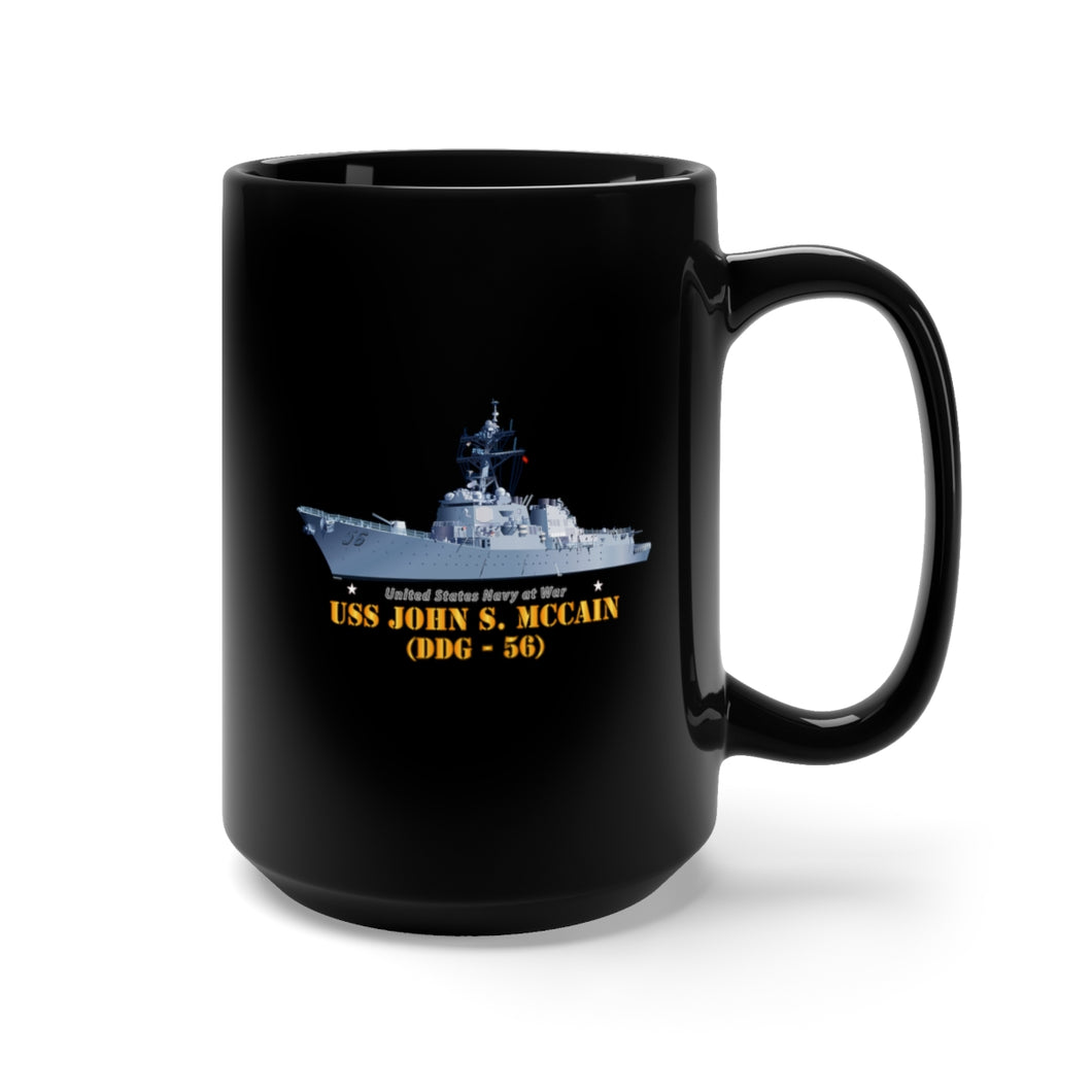 Black Mug 15oz - Navy - Destroyer - USS John S McCain -  Ship on Top Txt