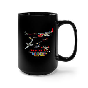 Black Mug 15oz - Army - AAC - 332nd Fighter Group - Red Tails - At War