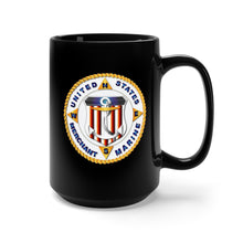 Load image into Gallery viewer, Black Mug 15oz - USMM - Emblem - US Merchant Marine
