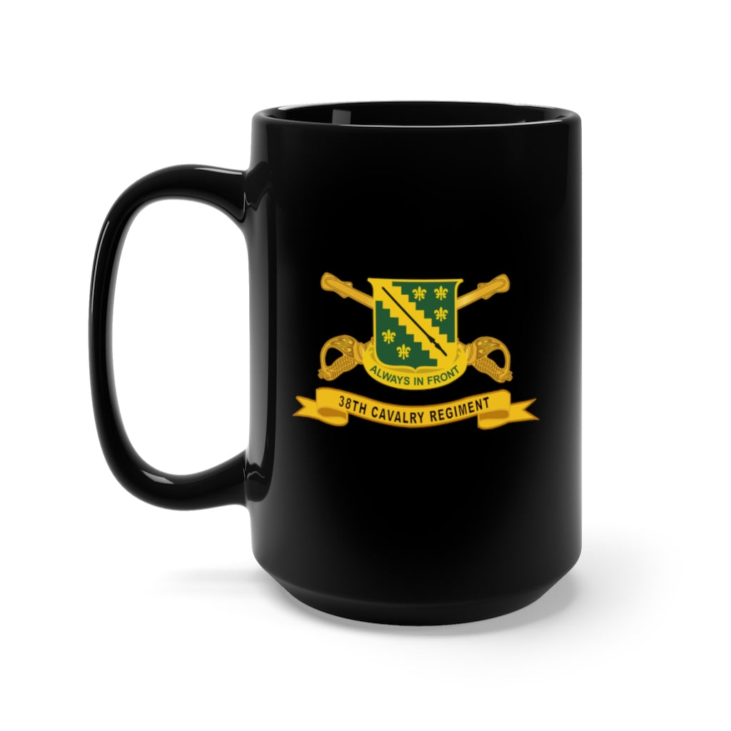 Black Mug 15oz - Army  - 38th Cavalry Regiment w Br - Ribbon X 300