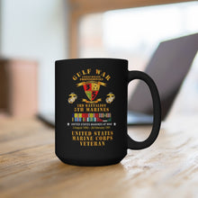 Load image into Gallery viewer, Black Mug 15oz - USMC - Gulf War Veteran - 3rd Bn, 5th Marines w CAR GULF SVC
