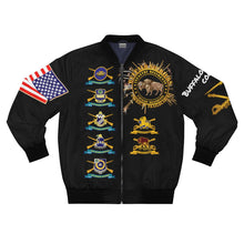 Load image into Gallery viewer, Men&#39;s AOP Bomber Jacket - Army - Cavalry and Infantry Regiments of the &quot;Buffalo Soldiers&quot; - American History
