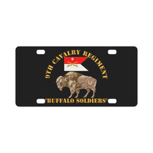 Load image into Gallery viewer, Army - 9th Cavalry Regiment - Buffalo Soldiers w 9th Cav Guidon Classic License Plate
