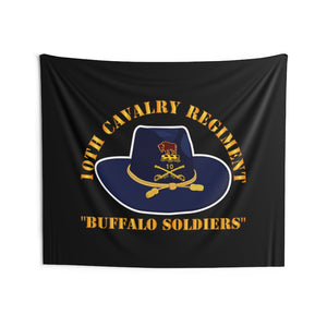 Indoor Wall Tapestries - Army - 10th Cavalry Regiment w Cav Hat - Buffalo Soldiers