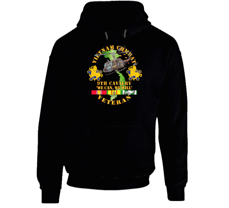 Army - Vietnam Combat Cavalry Veteran w 9th Cav Helicopter V1 Hoodie