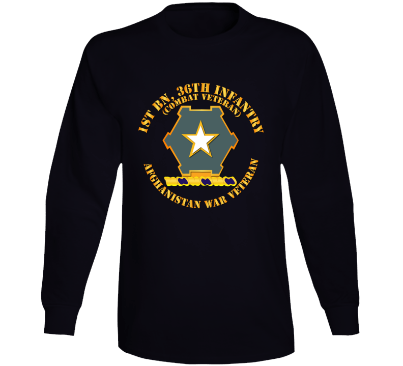 Army - 1st Bn 36th Infantry DUI - Combat Vet - Afghanistan War Vet Long Sleeve