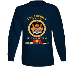 Navy - USS America (CV-66) - Gulf War Vet w Gulf  War SVC V1 Long Sleeve