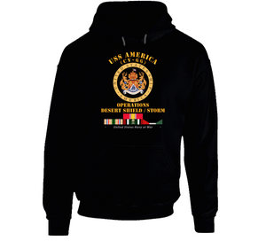 Navy - USS America (CV-66) - Opns DS - DS w Gulf  War SVC V1 Hoodie